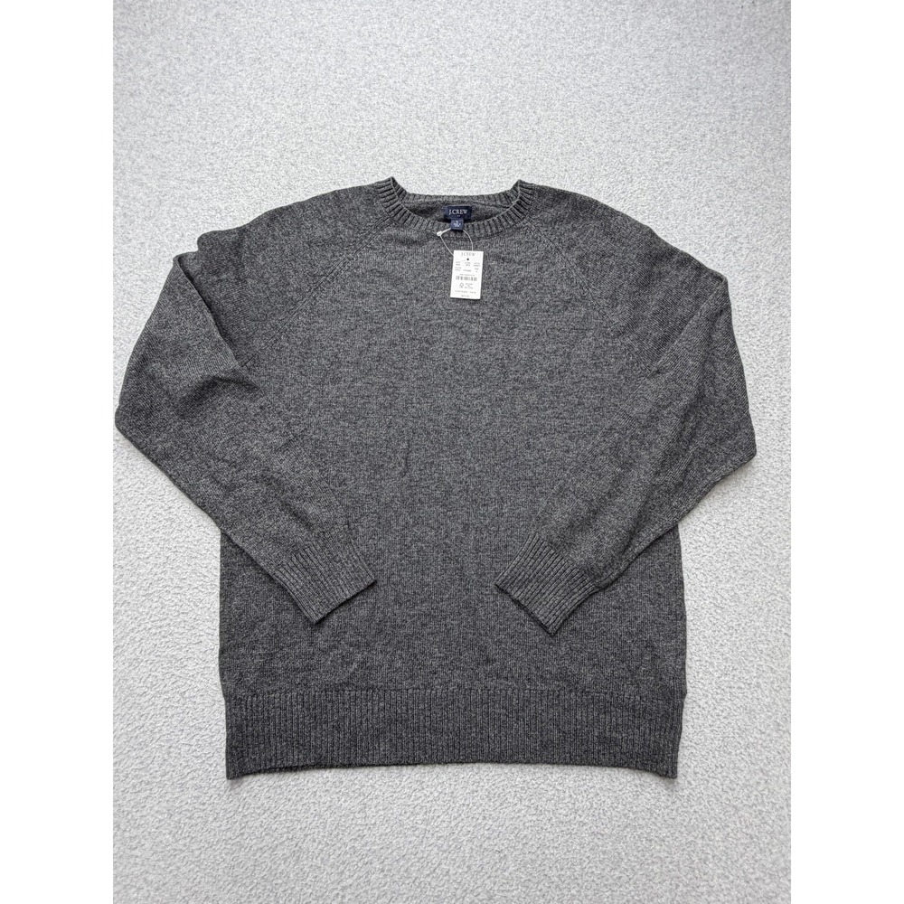J.Crew Sweater Mens Large Gray Lambswool Crewneck Knit Pullover AA027